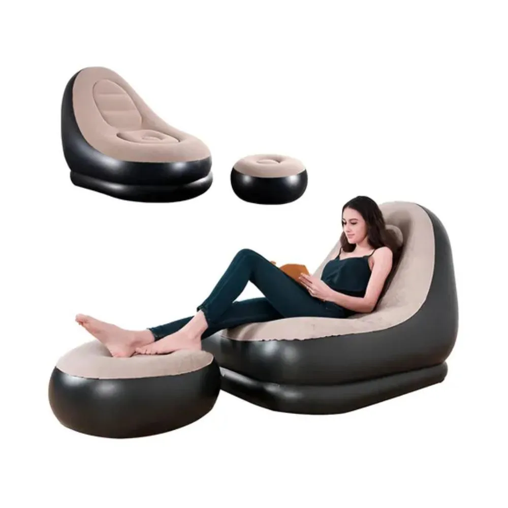 sofa inflable portatil con puf descanso 